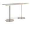 Monza rectangular poseur table with flat round brushed steel bases 1800mm x 800mm - Light Grey - MPR1800-BS-LG