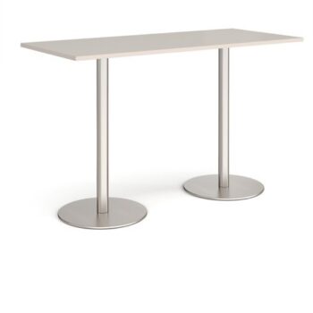 Monza rectangular poseur table with flat round brushed steel bases 1800mm x 800mm - Light Grey - MPR1800-BS-LG