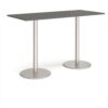 Monza rectangular poseur table with flat round brushed steel bases 1800mm x 800mm - Onyx Grey - MPR1800-BS-OG