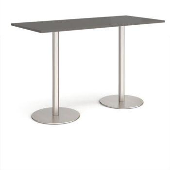 Monza rectangular poseur table with flat round brushed steel bases 1800mm x 800mm - Onyx Grey - MPR1800-BS-OG