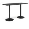 Monza rectangular poseur table with flat round black bases 1800mm x 800mm - Black - MPR1800-K-BK
