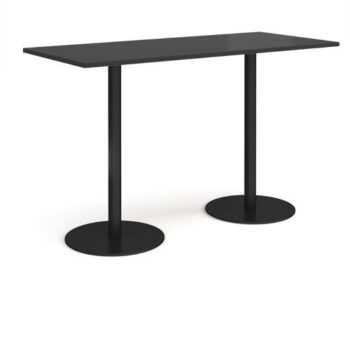 Monza rectangular poseur table with flat round black bases 1800mm x 800mm - Black - MPR1800-K-BK