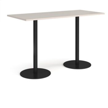 Monza rectangular poseur table with flat round black bases 1800mm x 800mm - Light Grey - MPR1800-K-LG