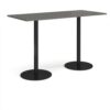 Monza rectangular poseur table with flat round black bases 1800mm x 800mm - Onyx Grey - MPR1800-K-OG