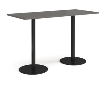 Monza rectangular poseur table with flat round black bases 1800mm x 800mm - Onyx Grey - MPR1800-K-OG