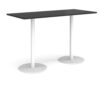 Monza rectangular poseur table with flat round white bases 1800mm x 800mm - Black - MPR1800-WH-BK