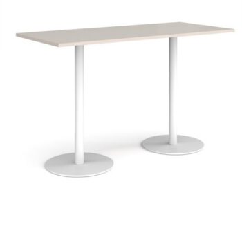 Monza rectangular poseur table with flat round white bases 1800mm x 800mm - Light Grey - MPR1800-WH-LG