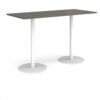 Monza rectangular poseur table with flat round white bases 1800mm x 800mm - Onyx Grey - MPR1800-WH-OG