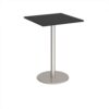 Monza square poseur table with flat round brushed steel base 800mm - Black - MPS800-BS-BK