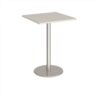 Monza square poseur table with flat round brushed steel base 800mm - Light Grey - MPS800-BS-LG