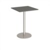 Monza square poseur table with flat round brushed steel base 800mm - Onyx Grey - MPS800-BS-OG