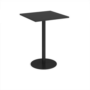 Monza square poseur table with flat round black base 800mm - Black - MPS800-K-BK