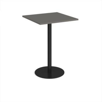 Monza square poseur table with flat round black base 800mm - Onyx Grey - MPS800-K-OG