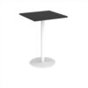 Monza square poseur table with flat round white base 800mm - Black - MPS800-WH-BK