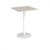 Monza square poseur table with flat round white base 800mm - Light Grey - MPS800-WH-LG
