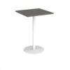 Monza square poseur table with flat round white base 800mm - Onyx Grey - MPS800-WH-OG