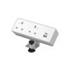 Double Socket 240v with 1x 30W USB-C and 1x 27W USB-A Silver / White - NEB3-WH