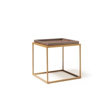 Parma square side table with a matt gold steel frame and Venus top - PAS500