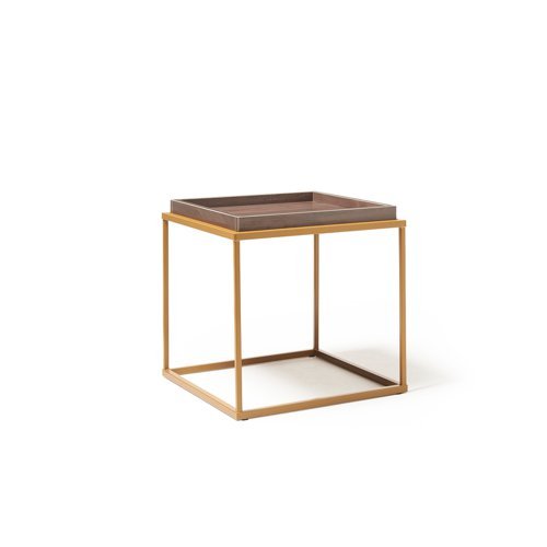 Parma square side table with a matt gold steel frame and Venus top - PAS500