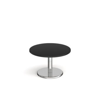 Pisa circular coffee table with round chrome base 800mm - Black - PCC800-BK