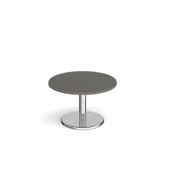 Pisa circular coffee table with round chrome base 800mm - Onyx Grey - PCC800-OG