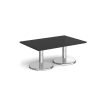 Pisa rectangular coffee table with round chrome bases 1200mm x 800mm - Black - PCR1200-BK