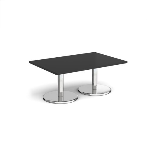 Pisa rectangular coffee table with round chrome bases 1200mm x 800mm - Black - PCR1200-BK