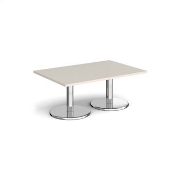 Pisa rectangular coffee table with round chrome bases 1200mm x 800mm - Light Grey - PCR1200-LG