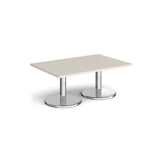 Pisa rectangular coffee table with round chrome bases 1200mm x 800mm - Light Grey - PCR1200-LG
