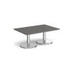 Pisa rectangular coffee table with round chrome bases 1200mm x 800mm - Onyx Grey - PCR1200-OG