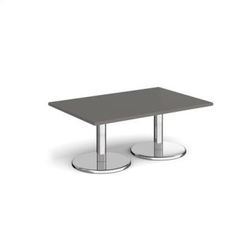 Pisa rectangular coffee table with round chrome bases 1200mm x 800mm - Onyx Grey - PCR1200-OG