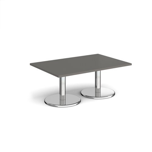 Pisa rectangular coffee table with round chrome bases 1200mm x 800mm - Onyx Grey - PCR1200-OG