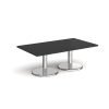 Pisa rectangular coffee table with round chrome bases 1400mm x 800mm - Black - PCR1400-BK