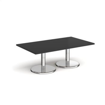 Pisa rectangular coffee table with round chrome bases 1400mm x 800mm - Black - PCR1400-BK