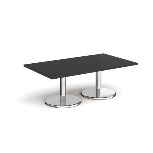Pisa rectangular coffee table with round chrome bases 1400mm x 800mm - Black - PCR1400-BK