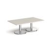 Pisa rectangular coffee table with round chrome bases 1400mm x 800mm - Light Grey - PCR1400-LG