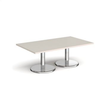 Pisa rectangular coffee table with round chrome bases 1400mm x 800mm - Light Grey - PCR1400-LG