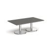 Pisa rectangular coffee table with round chrome bases 1400mm x 800mm - Onyx Grey - PCR1400-OG