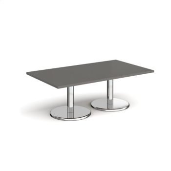 Pisa rectangular coffee table with round chrome bases 1400mm x 800mm - Onyx Grey - PCR1400-OG