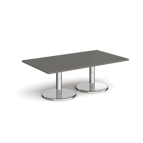 Pisa rectangular coffee table with round chrome bases 1400mm x 800mm - Onyx Grey - PCR1400-OG