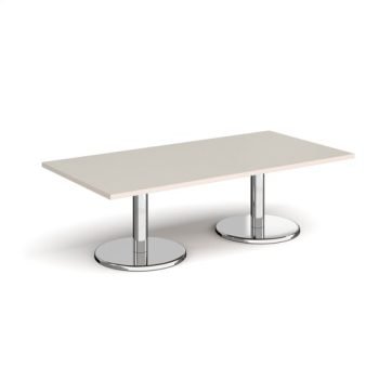 Pisa rectangular coffee table with round chrome bases 1600mm x 800mm - Light Grey - PCR1600-LG