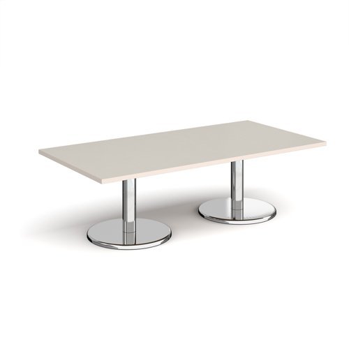 Pisa rectangular coffee table with round chrome bases 1600mm x 800mm - Light Grey - PCR1600-LG