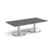 Pisa rectangular coffee table with round chrome bases 1600mm x 800mm - onyx grey - PCR1600-OG