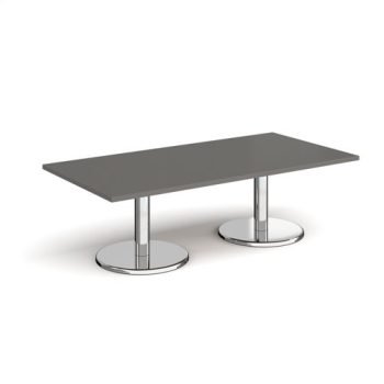 Pisa rectangular coffee table with round chrome bases 1600mm x 800mm - onyx grey - PCR1600-OG