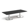 Pisa rectangular coffee table with round chrome bases 1800mm x 800mm - Black - PCR1800-BK