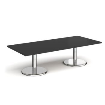 Pisa rectangular coffee table with round chrome bases 1800mm x 800mm - Black - PCR1800-BK