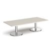 Pisa rectangular coffee table with round chrome bases 1800mm x 800mm - Light Grey - PCR1800-LG