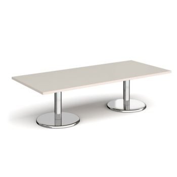 Pisa rectangular coffee table with round chrome bases 1800mm x 800mm - Light Grey - PCR1800-LG