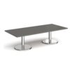 Pisa rectangular coffee table with round chrome bases 1800mm x 800mm - Onyx Grey - PCR1800-OG
