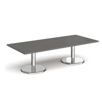 Pisa rectangular coffee table with round chrome bases 1800mm x 800mm - Onyx Grey - PCR1800-OG